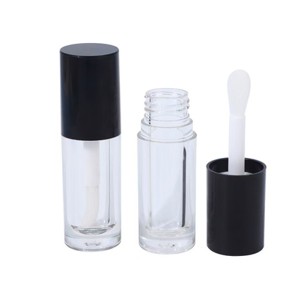 Wit, zwart, roze plastic lipglazuurbuis met borstel, aanpasbaar logo