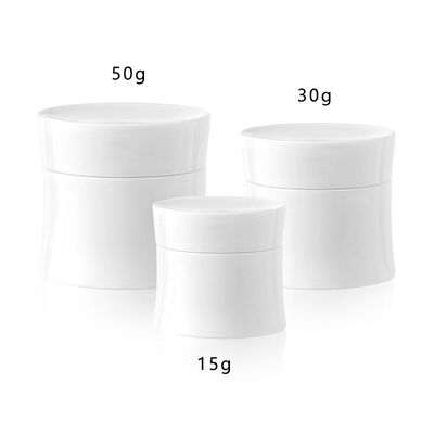 Groothandel 15 g 30 g 50 g dubbele plastic crème pot met voedselkwaliteit PP voor huidverzorging en cosmetische crèmes