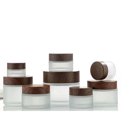 5g 10g 15g 30g 50g Lege Matglas Crème Potten Cosmetische Natuurlijke Houten Containers voor Oogcrème Gezichtsmasker
