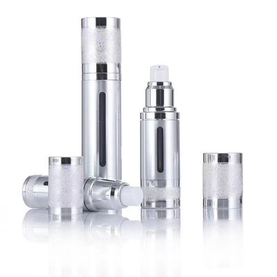 Aluminium 50 ml zilvergoud luchtloze fles met verschillende pompen voor cosmetica