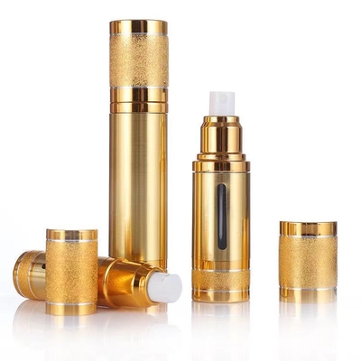 Aluminium 50 ml zilvergoud luchtloze fles met verschillende pompen voor cosmetica