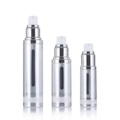 Aluminium 50 ml zilvergoud luchtloze fles met verschillende pompen voor cosmetica