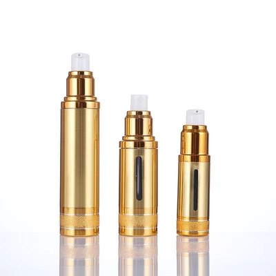 Aluminium 50 ml zilvergoud luchtloze fles met verschillende pompen voor cosmetica