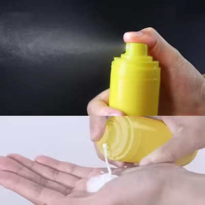 Delicaat ontwerp 50 ml ondersteboven luchtloze fles voor huidverzorging cosmetica