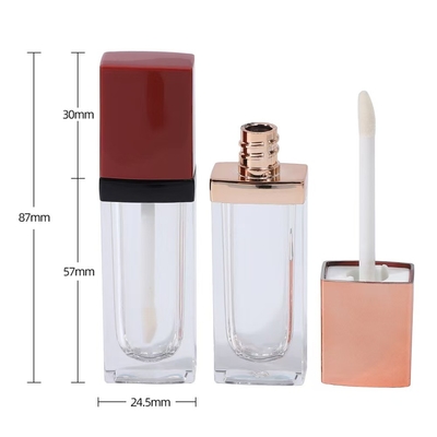 3.5ml vierkant plastic lipglazuur buis met borstel, kleur kan worden aangepast