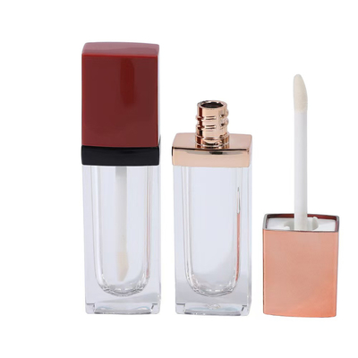 3.5ml vierkant plastic lipglazuur buis met borstel, kleur kan worden aangepast