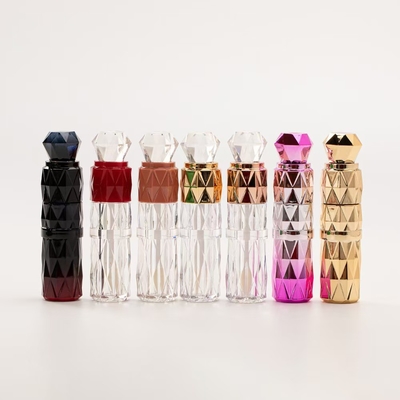 Uniek ontwerp, diamanten patroon plastic lip glazuur buis met vele kleuren