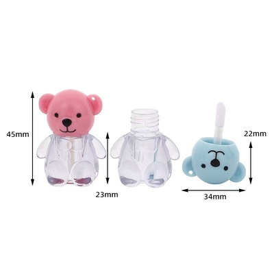 2 ml Cute Bear Head Cap Plastic Lip Glaze Tube in verschillende kleuren met schroefkap sluiting en op maat gedrukt