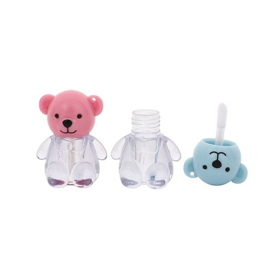 2 ml Cute Bear Head Cap Plastic Lip Glaze Tube in verschillende kleuren met schroefkap sluiting en op maat gedrukt