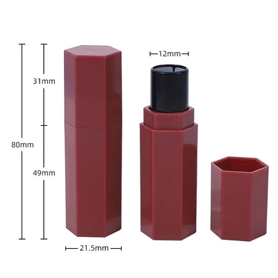 Hexagonale plastic lippenstiftbuis voor lippenstiftblushstick en glanzend effect 5 ml Proefgeleverd