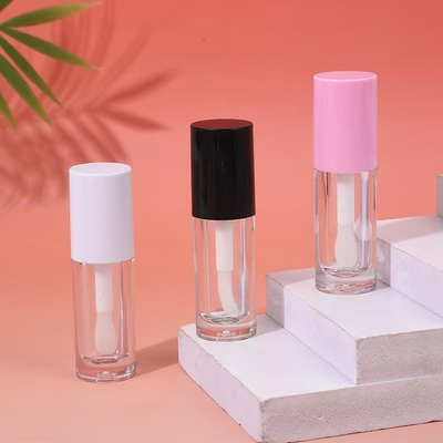 Wit, zwart, roze plastic lipglazuurbuis met borstel, aanpasbaar logo