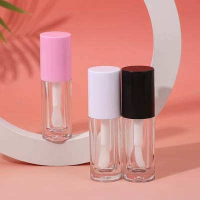 Wit, zwart, roze plastic lipglazuurbuis met borstel, aanpasbaar logo