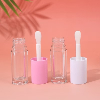 Wit, zwart, roze plastic lipglazuurbuis met borstel, aanpasbaar logo