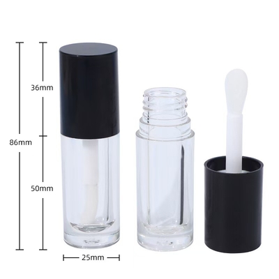 Wit, zwart, roze plastic lipglazuurbuis met borstel, aanpasbaar logo
