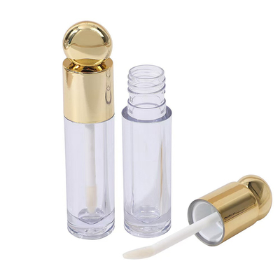 Ronde Design Hoofdkap Plastic Lip Glaze Tube Met Borstel 4.5ml Goud