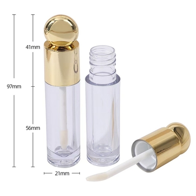 Ronde Design Hoofdkap Plastic Lip Glaze Tube Met Borstel 4.5ml Goud