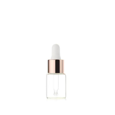 Hot Sale lege glazen essentiële olie fles en drupper met aluminium goud/zilver rok