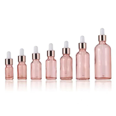 Hot Sale lege glazen essentiële olie fles en drupper met aluminium goud/zilver rok