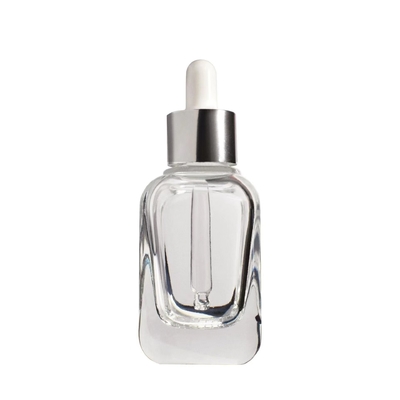 Hot Sale lege glazen essentiële olie fles en drupper met aluminium goud/zilver rok