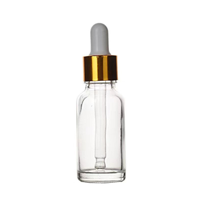 Gepersonaliseerde lege olie glas ronde schouderfles met aluminium drupper 10ml 30ml 50ml
