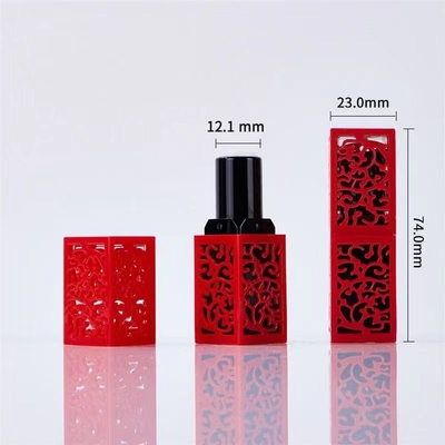 Vierkante vorm Rood Zwart Leeg Lippenstiftbuis Hoog