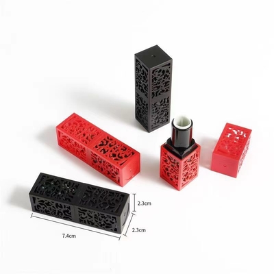 Vierkante vorm Rood Zwart Leeg Lippenstiftbuis Hoog