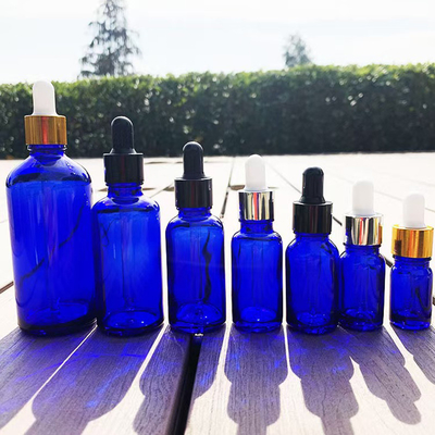 Matt Blauwe essentiële olie lege glazen fles herbruikbaar en recycleerbaar