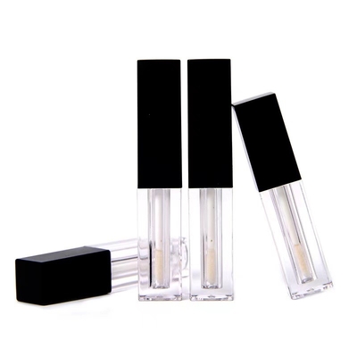 Gepersonaliseerde vierkant lege lipgloss buis in zwart en transparant met een capaciteit van 1,2 ml