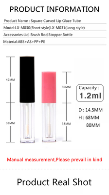 1.2ml Plastic Cylinder Lipgloss Tube met lange kap Aanpasbare kleuren aanvaard