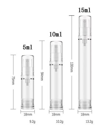 5 ml 10 ml 15 ml plastic luchtloze fles voor oogcrème