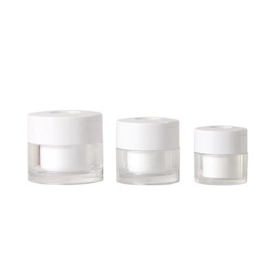 15/30/50g Duidelijke dubbelwandige cosmetische crème pot met ingebouwde hygiënische lepel voor vochtinbrengende crème, gezichtsmasker en huidverzorging