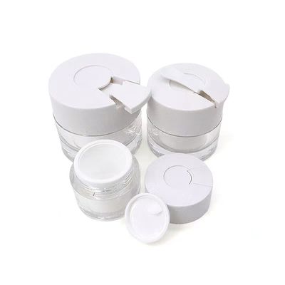 15/30/50g Duidelijke dubbelwandige cosmetische crème pot met ingebouwde hygiënische lepel voor vochtinbrengende crème, gezichtsmasker en huidverzorging