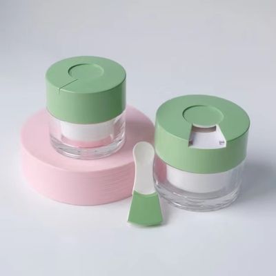 15/30/50g Duidelijke dubbelwandige cosmetische crème pot met ingebouwde hygiënische lepel voor vochtinbrengende crème, gezichtsmasker en huidverzorging