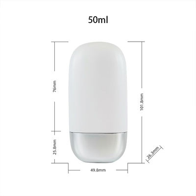 Groothandel Plastic PP Zonnebrandcrème Fles met Zilveren Dubbele Shell Dop in 30g en 50g Maten