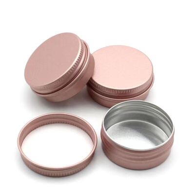Luxe cosmetische pot van roségoud aluminium met schroefdop