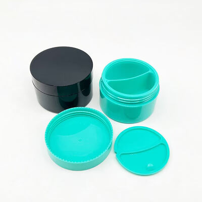 Groothandel 50+50 g dubbele raster plastic PP-crème pot met dubbele raster gescheiden opslag voor huidverzorgingsproducten