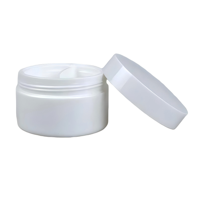 Groothandel 50+50 g dubbele raster plastic PP-crème pot met dubbele raster gescheiden opslag voor huidverzorgingsproducten