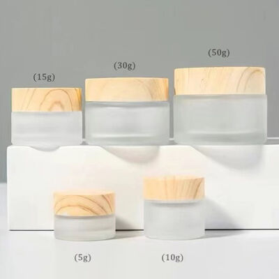 5g 10g 15g 30g 50g lege glazen potten met bevroren crème hervulbare cosmetica natuurlijke hout lekvrije reisopslagcontainers voor oogcrème gezicht masker huidverzorging