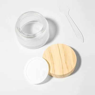 5g 10g 15g 30g 50g lege glazen potten met bevroren crème hervulbare cosmetica natuurlijke hout lekvrije reisopslagcontainers voor oogcrème gezicht masker huidverzorging