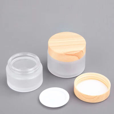 5g 10g 15g 30g 50g Lege Matglas Crème Potten Cosmetische Natuurlijke Houten Containers voor Oogcrème Gezichtsmasker