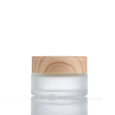 5g 10g 15g 30g 50g Lege Matglas Crème Potten Cosmetische Natuurlijke Houten Containers voor Oogcrème Gezichtsmasker