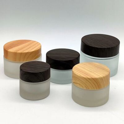 5g 10g 15g 30g 50g Lege Matglas Crème Potten Cosmetische Natuurlijke Houten Containers voor Oogcrème Gezichtsmasker