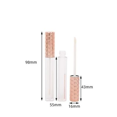 Groothandel 4,5 ml plastic lipgloskokers met gouden dop en witte kwast voor lege cosmetische verpakking