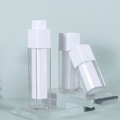 Groothandel Vierkante Vorm 15ml 30ml 50ml Airless Pomp Fles met Draaislot Pomp voor Huidverzorgingsproducten